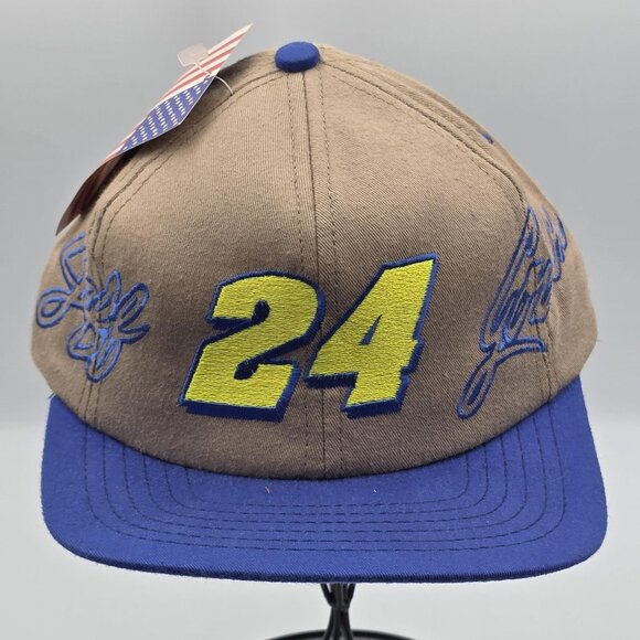 Vintage Jeff Gordon Hat Cap Snap Back Mens One Size Blue NASCAR Racing Script 24 - Picture 2 of 10